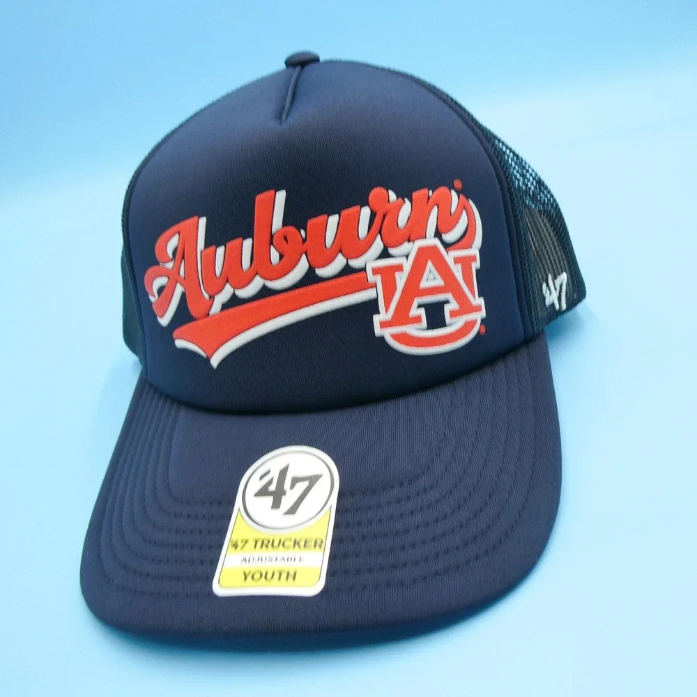 '47‎ Brand Trucker Hat Youth Auburn Tigers Navy Blue Orange Mesh Snapback Cap